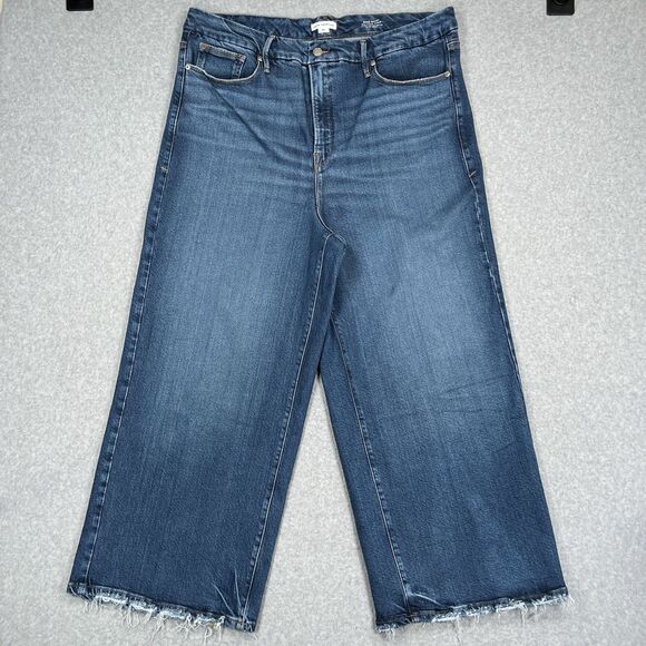 Good American Jeans Sz 20 (38x27) Good Waist Palazzo Crop Wide Leg Flare Trouser - Picture 1 of 11